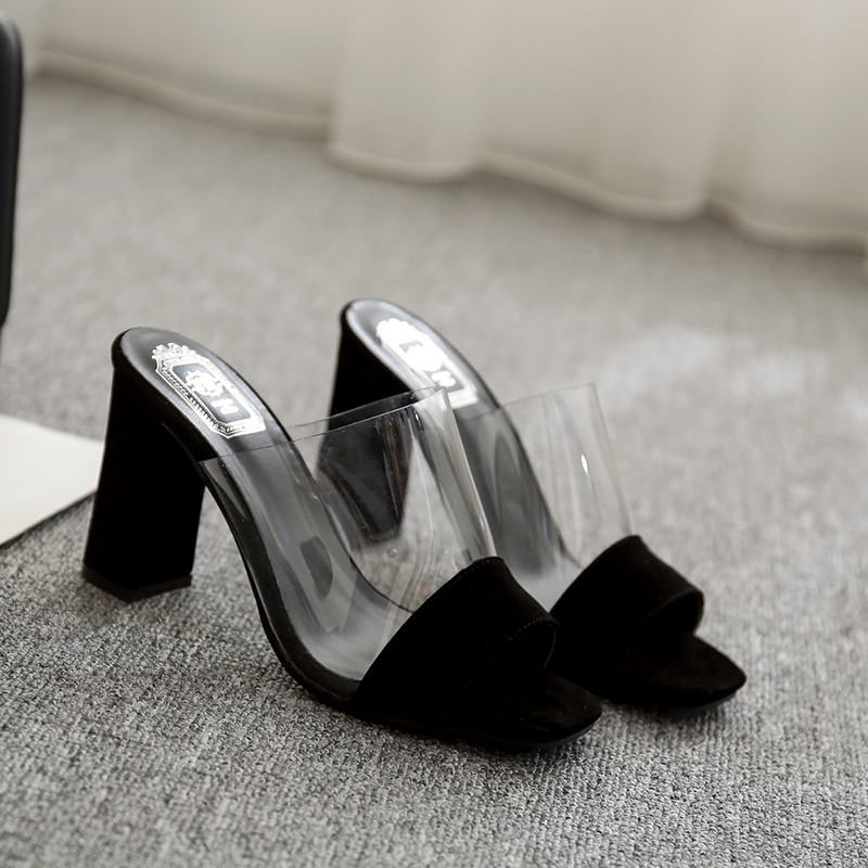 2026 New Women's Summer Transparent Chunky Heel High Heel Sandals Slippers with Sizes 34-40 - Image 3