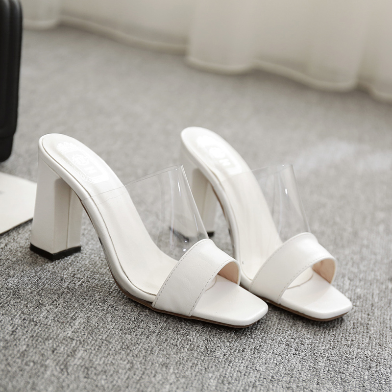 2026 New Women's Summer Transparent Chunky Heel High Heel Sandals Slippers with Sizes 34-40 - Image 4