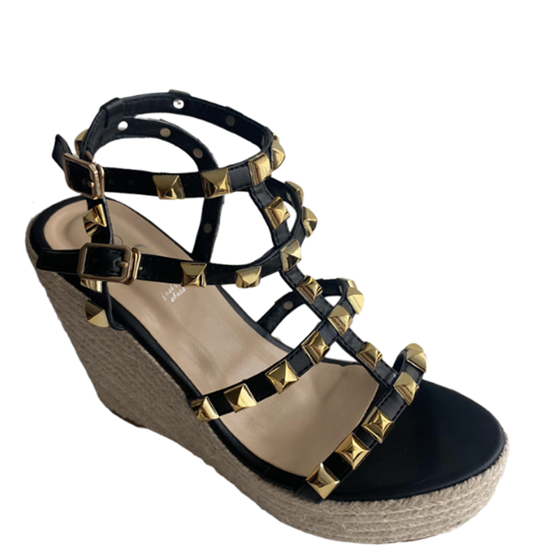 Thick Sole Rivet Open Toe Platform Sandals Women Summer 2024 New Style Wedge Roman High Heels - Style 390bf2 - Image 5