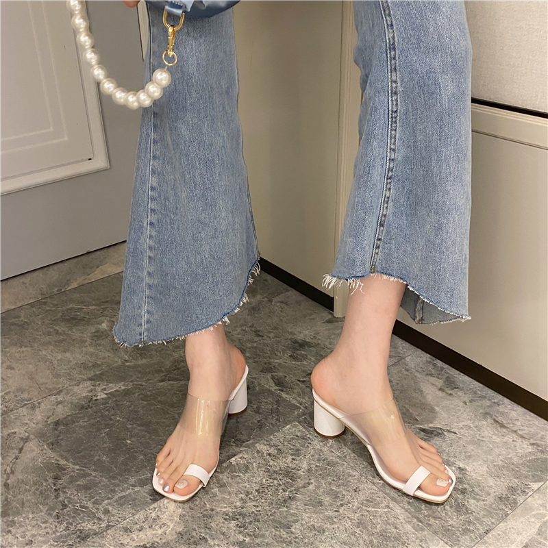 Women's Transparent High Heel Slippers Summer 2026 Open Toe Wedge Sandals 34-40