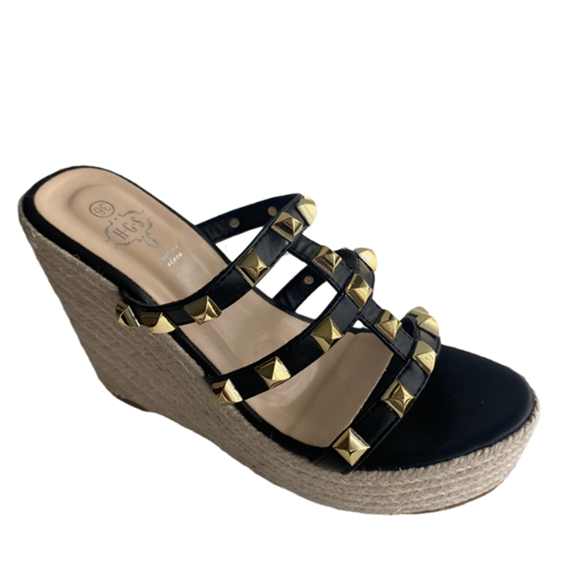 2025 Summer New Rhinestone High Heel Woven Wedge Open Toe Sandals - Image 5