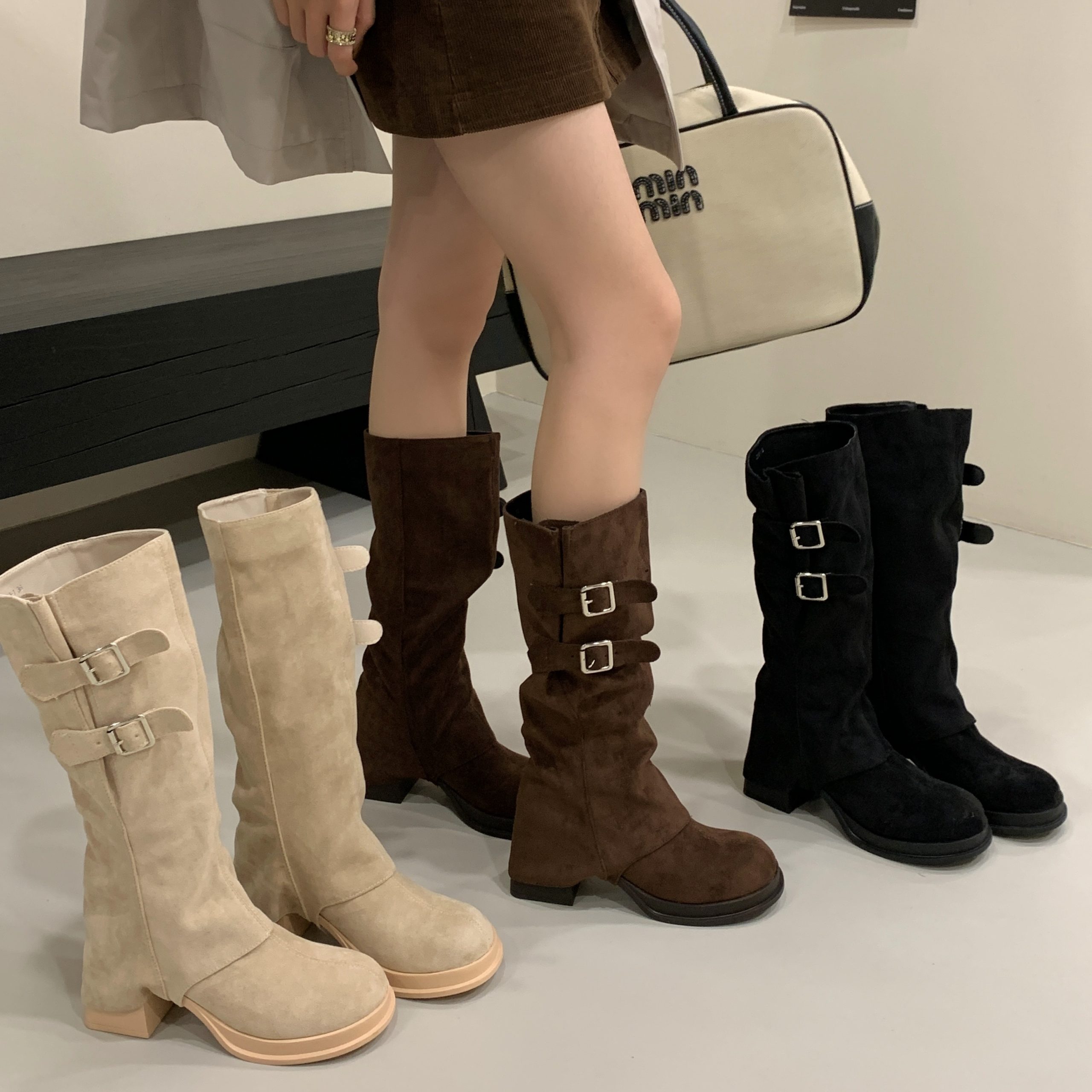 2025 New Two-Way Wear Chunky High Heel Thick Sole Boots 35-42