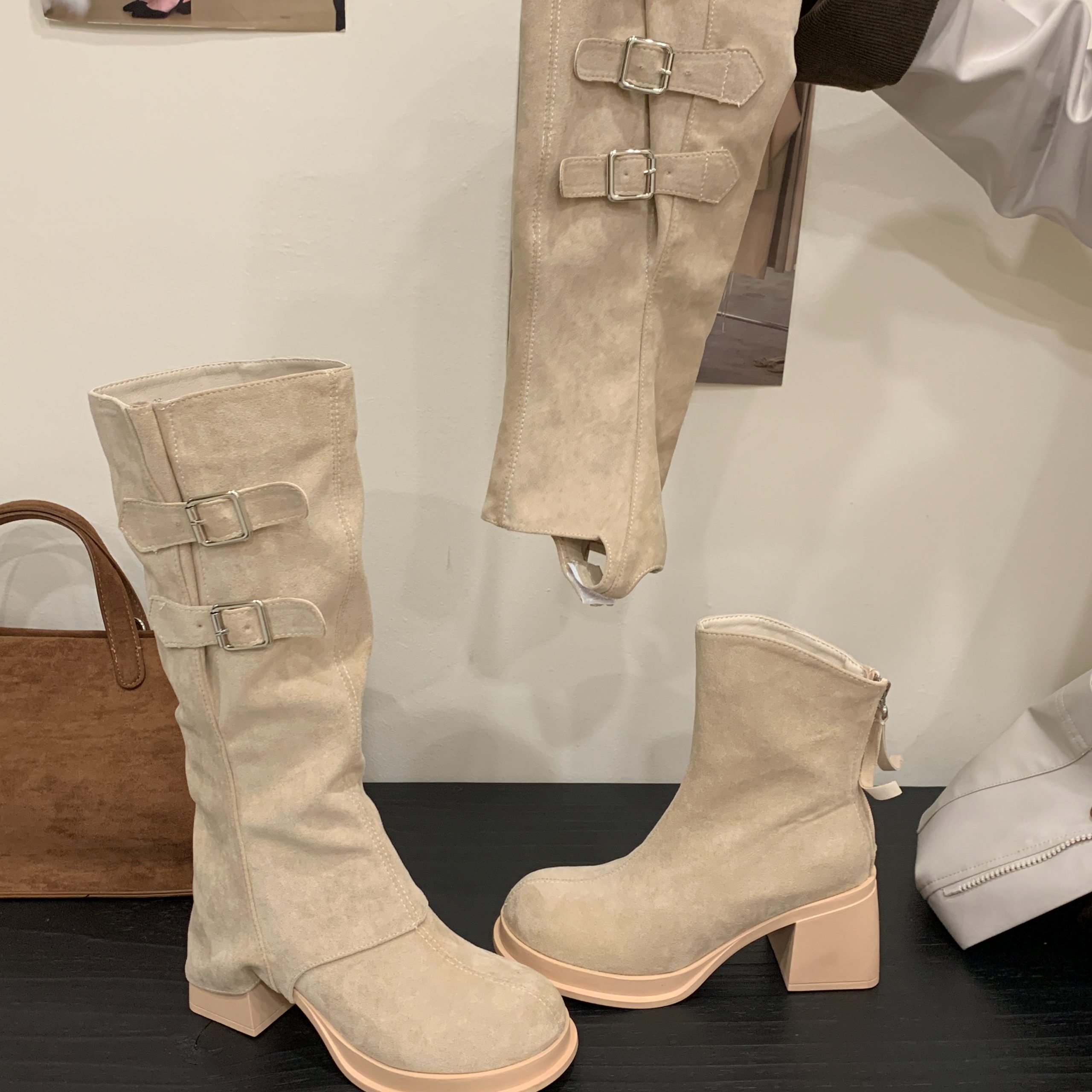 2025 New Two-Way Wear Chunky High Heel Thick Sole Boots 35-42 - Image 5