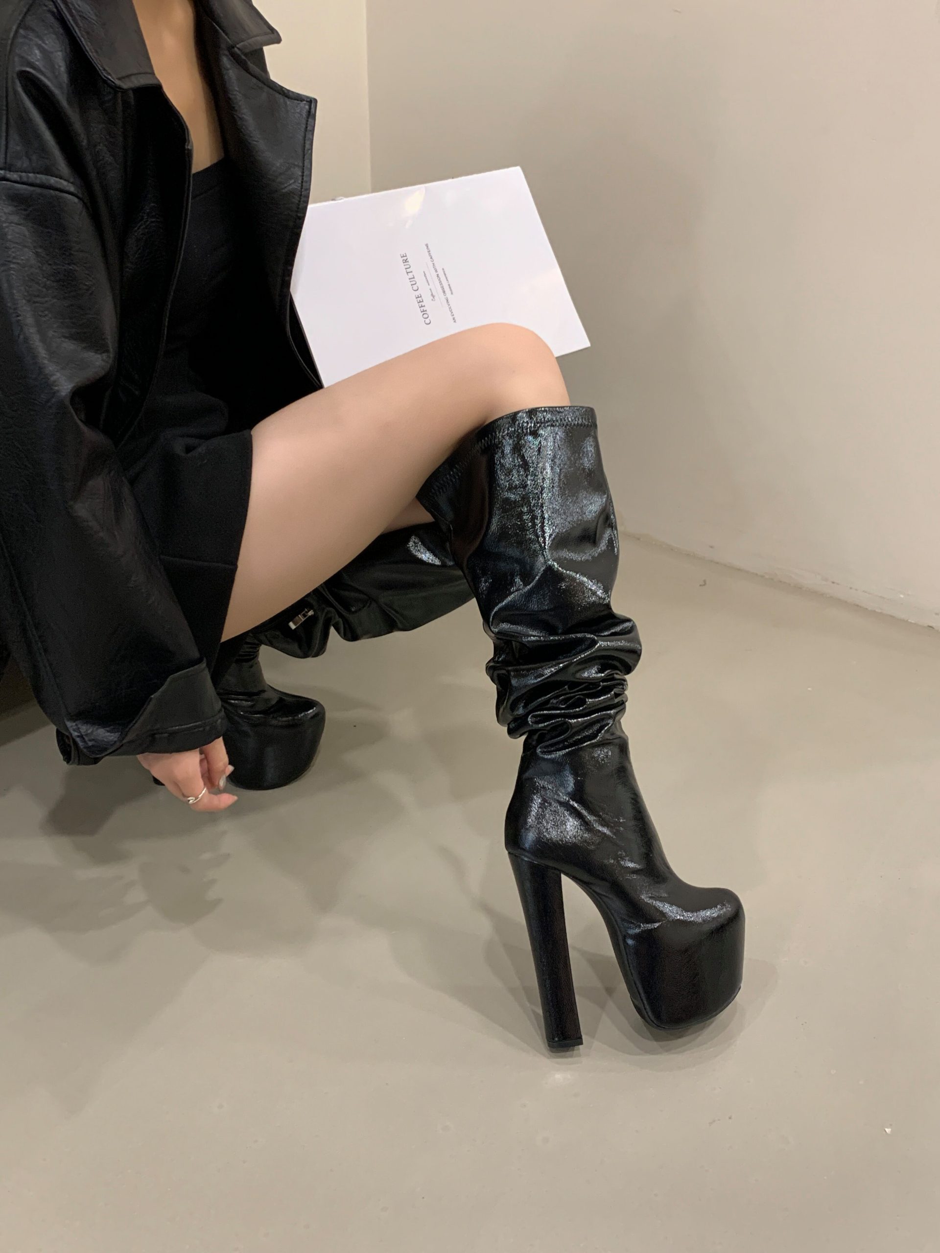 European American Style Over Knee Boots Stage Show Role Playing Waterproof Platform 16CM Chunky Heel Large Size Boots 45 - Image 2