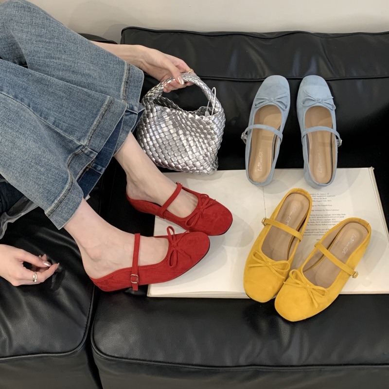 2026 Korean Style Summer New Women's Backless Slippers with Hidden Heel, Bow Decor, Round Toe, Casual Flat Shoes