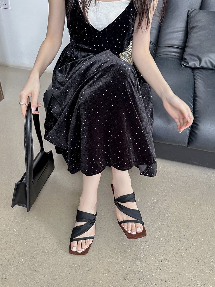 JIAMANNI French Style Wedge Heel Slippers for Women - Open Toe Thong Sandals with Buckle, Non-Slip, Height Increasing, Large Size Available - Image 3